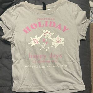 Pink Tropical Shirt for Girls Flowers and Holiday Happy